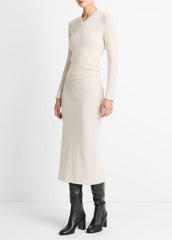 Cozy Rib Midi Skirt in Skirts - HEATHER CREAM OAT