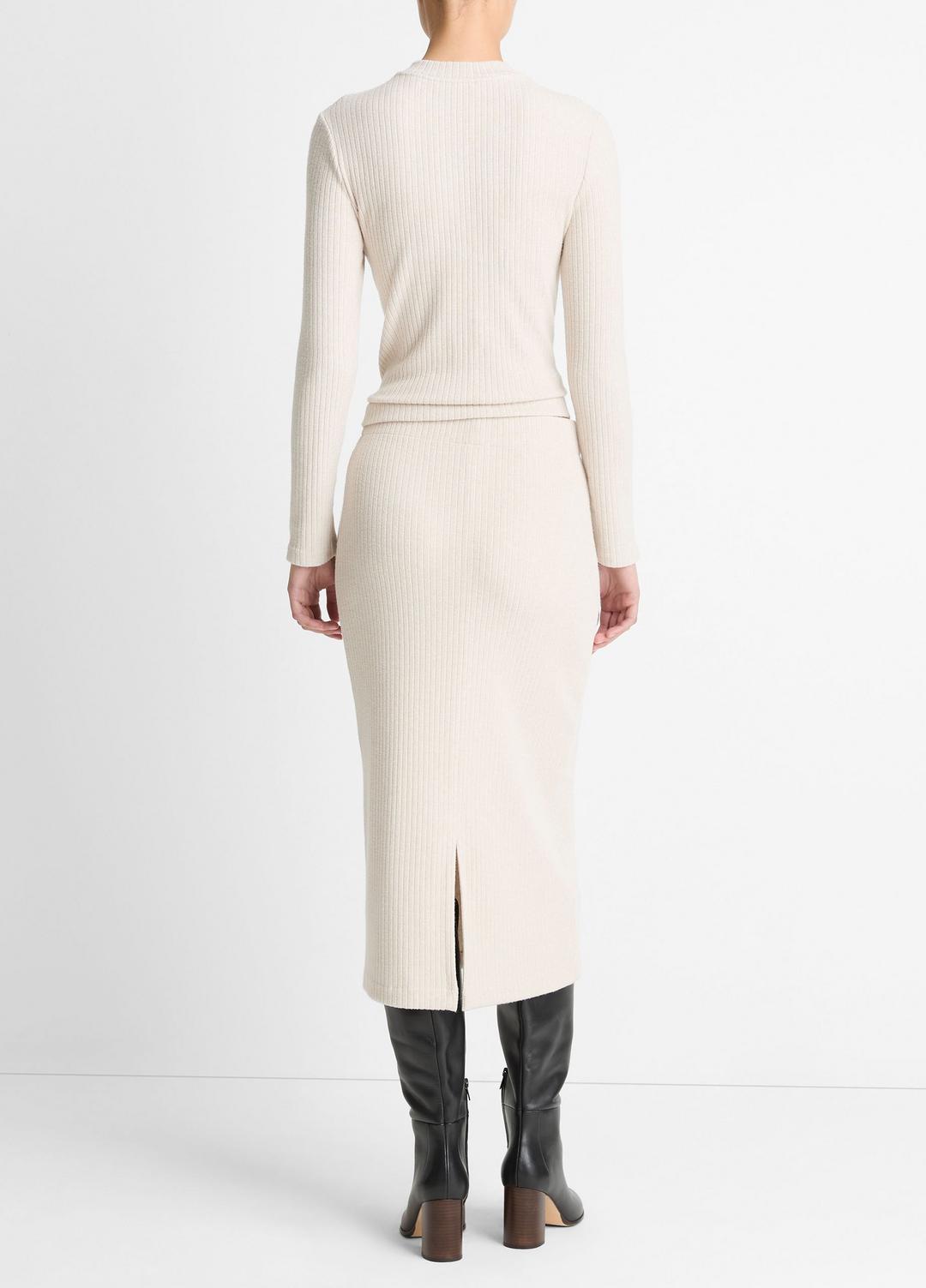 Cozy Rib Midi Skirt in Skirts - HEATHER CREAM OAT