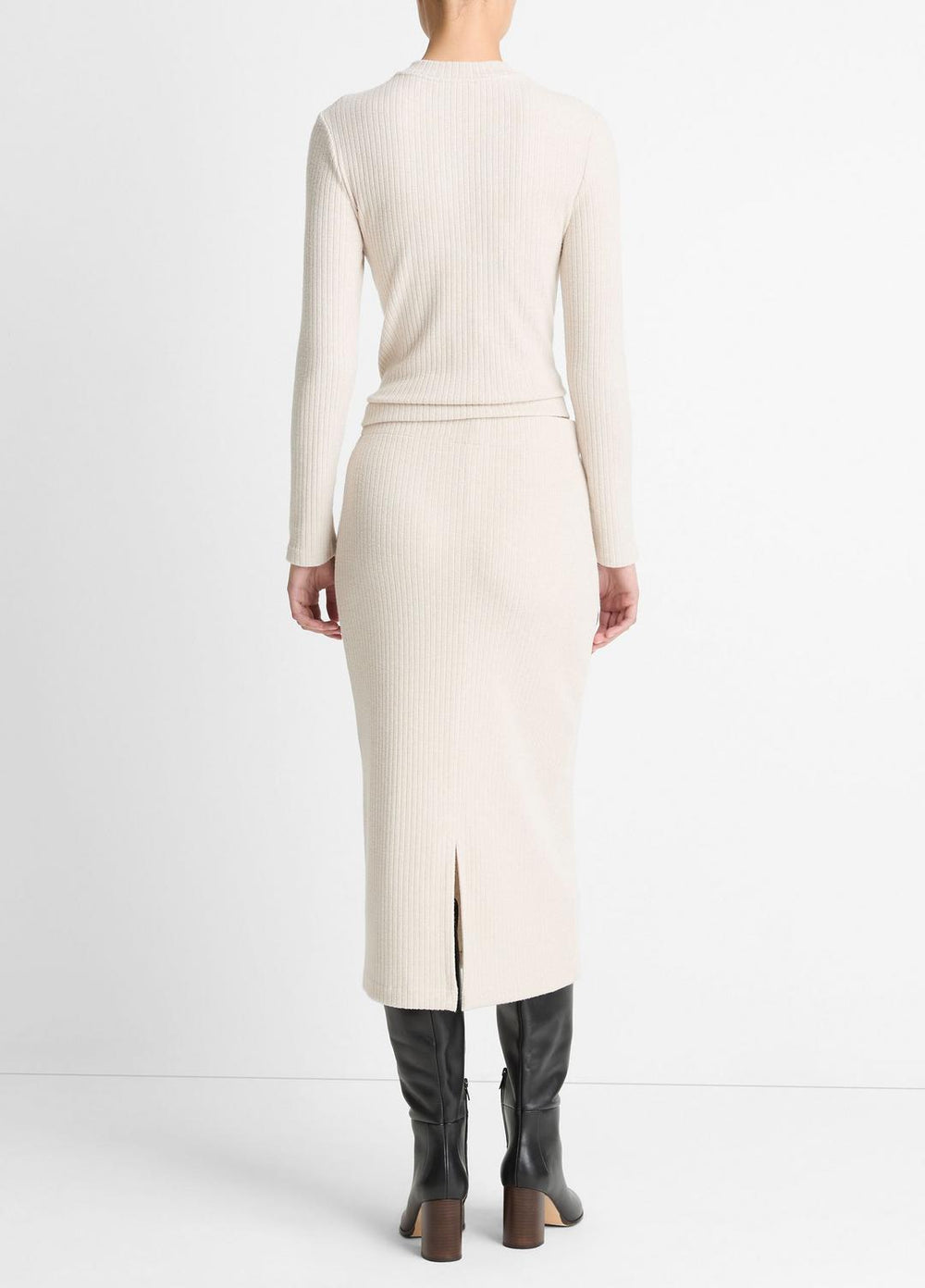 Cozy Rib Midi Skirt in Skirts - HEATHER CREAM OAT