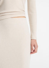 Cozy Rib Midi Skirt in Skirts - HEATHER CREAM OAT