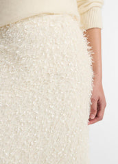 Feathery-Fringe Knee Skirt in Skirts - LIGHT CREAM