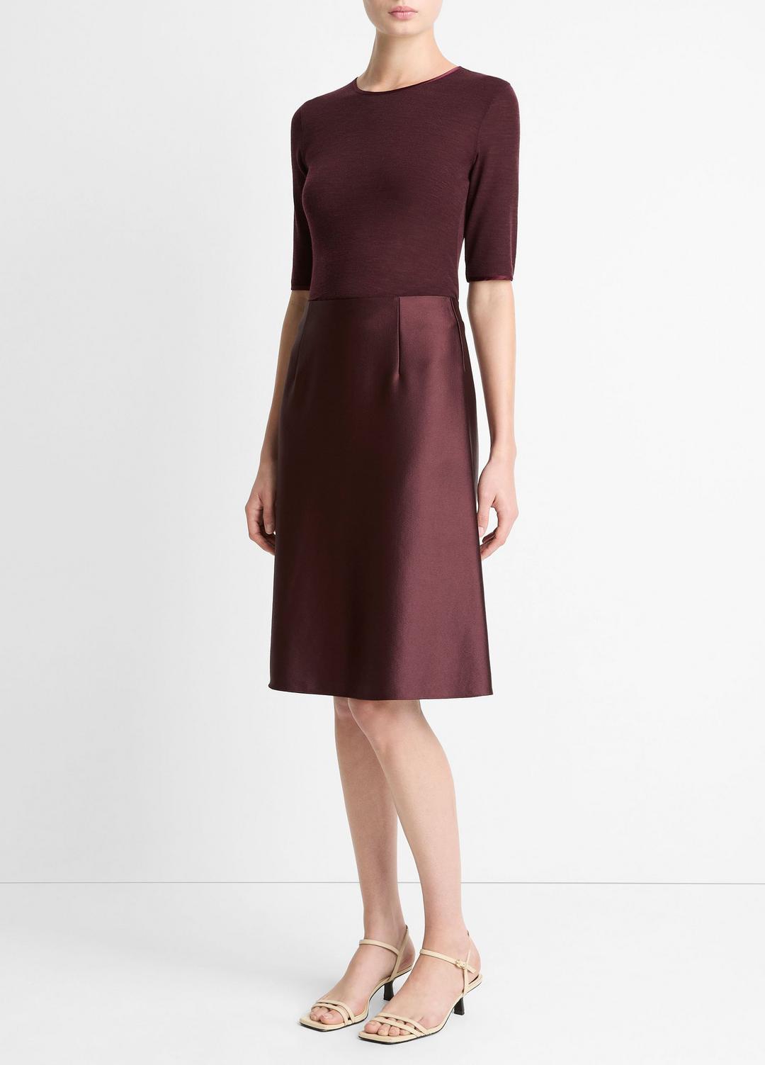Satin A-Line Knee Skirt in Skirts - OXBLOOD