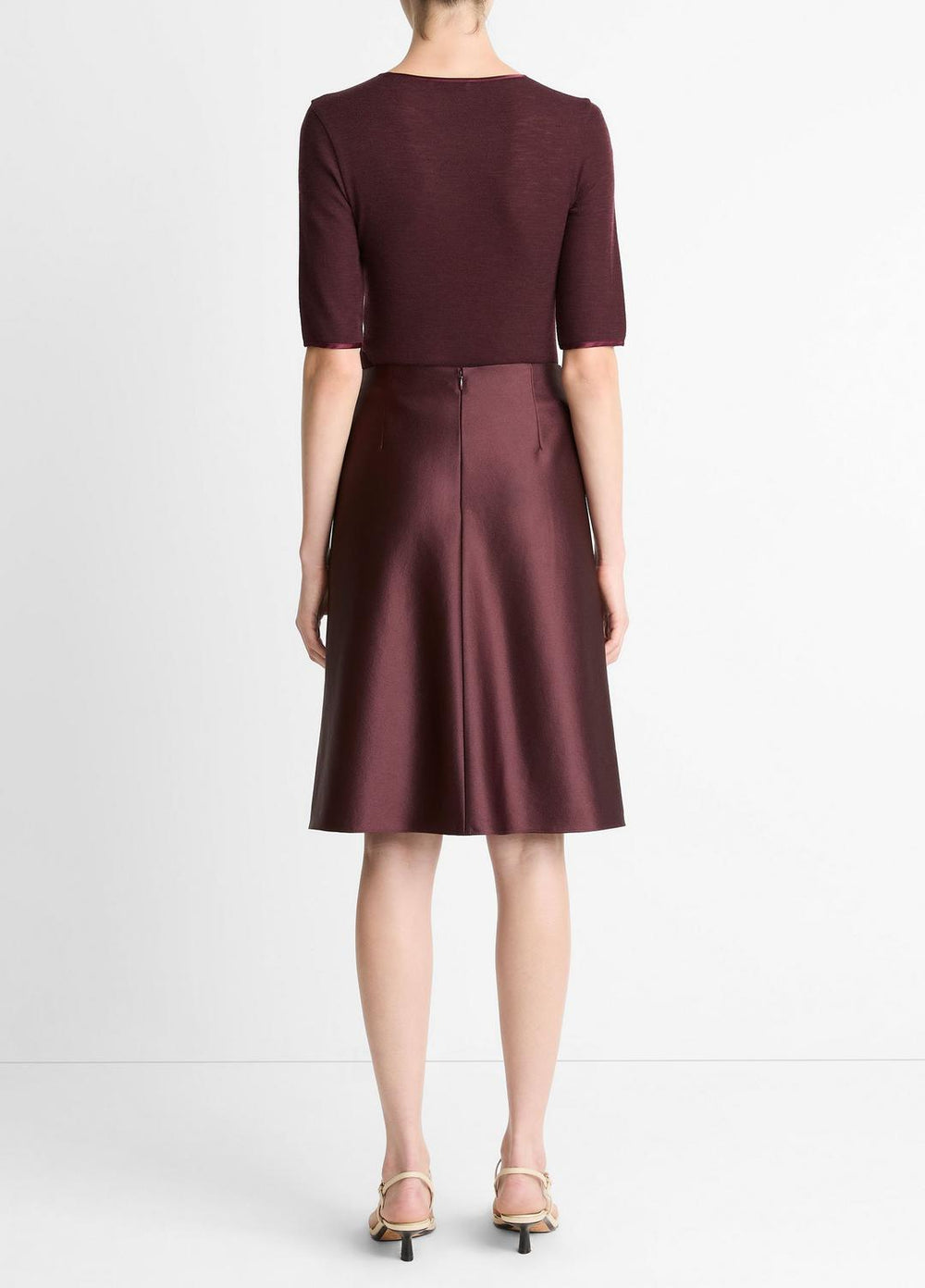 Satin A-Line Knee Skirt in Skirts - OXBLOOD