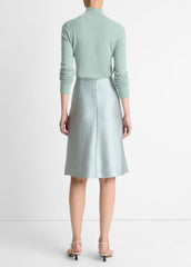 Satin A-Line Knee Skirt in Skirts - ALOE STONE
