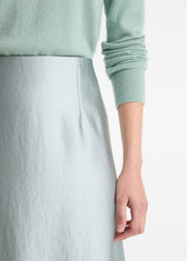 Satin A-Line Knee Skirt in Skirts - ALOE STONE