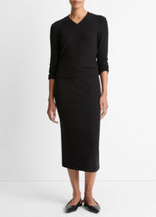 Cozy Rib Midi Skirt in Skirts - BLACK