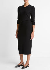 Cozy Rib Midi Skirt in Skirts - BLACK