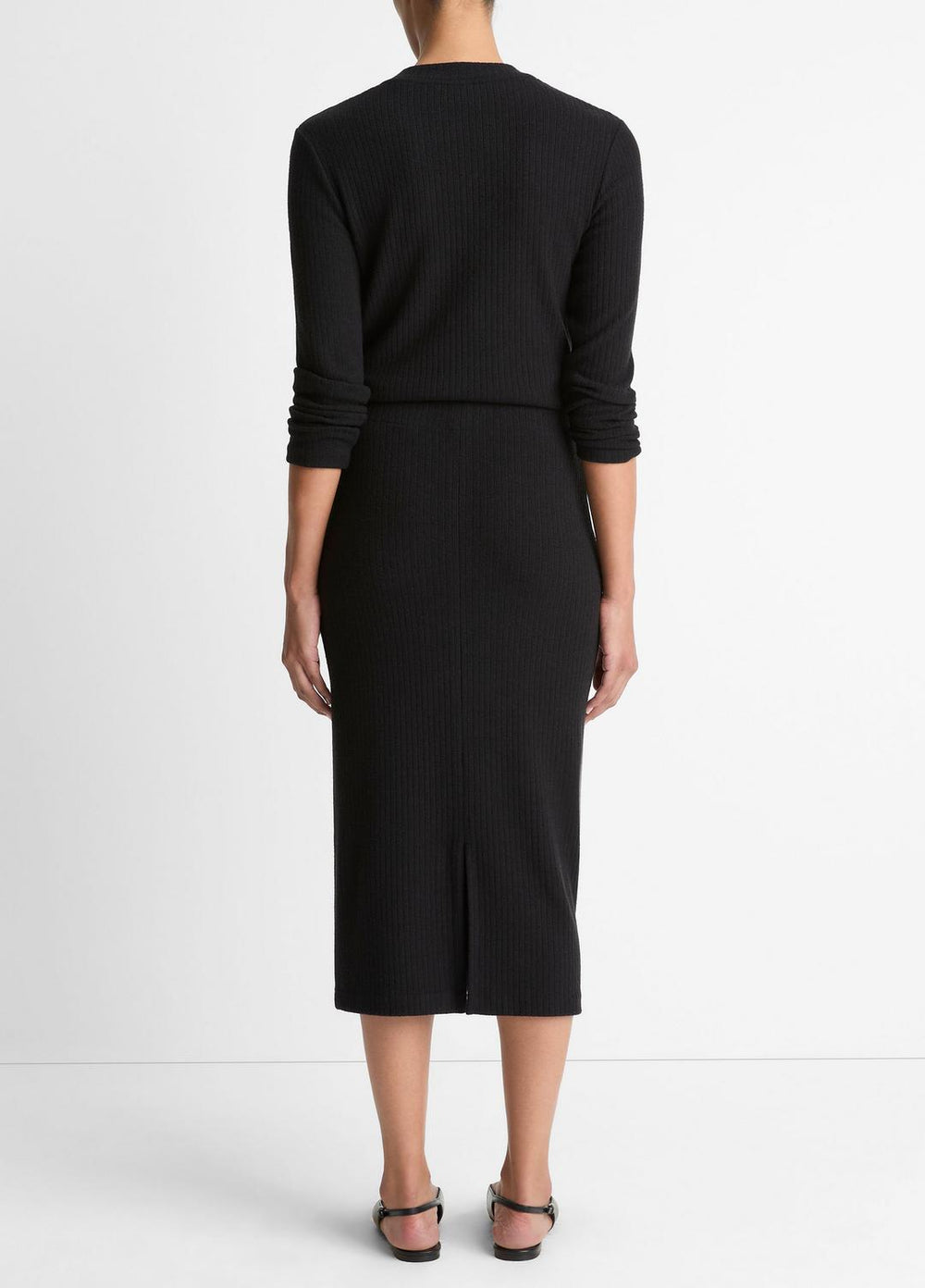 Cozy Rib Midi Skirt in Skirts - BLACK
