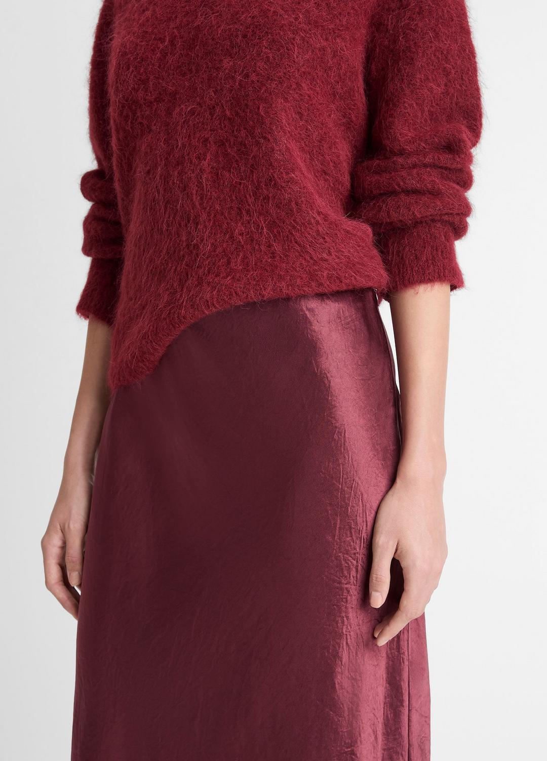 Satin Side-Slit Slip Skirt in Skirts - BORDEAUX