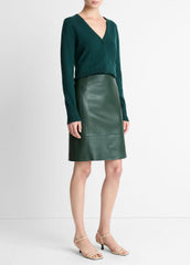 Leather Flared Knee Skirt in Skirts - JUNIPER