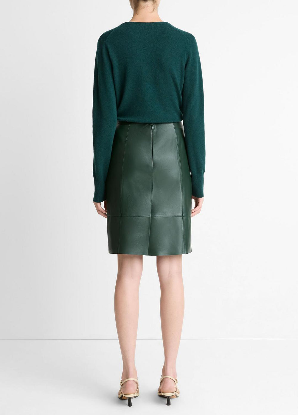 Leather Flared Knee Skirt in Skirts - JUNIPER