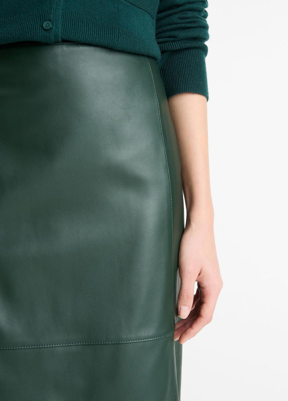 Leather Flared Knee Skirt in Skirts - JUNIPER