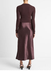 Satin Side-Slit Slip Skirt in Skirts - FIG