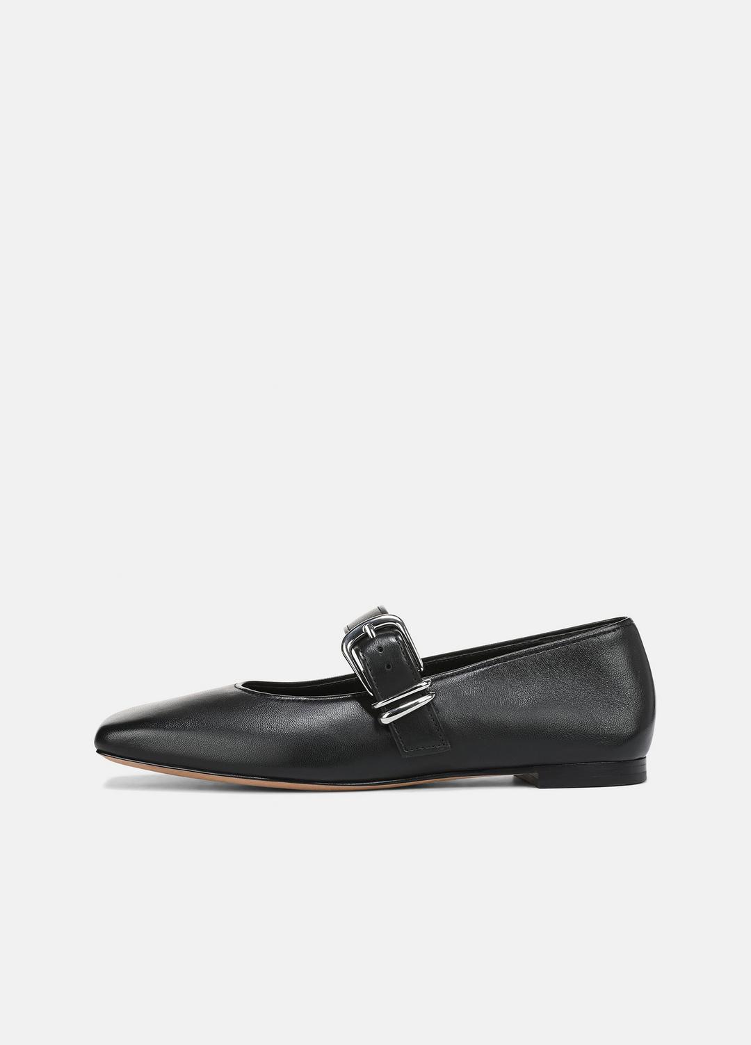 Daniela Leather Mary Jane Flat in Loafers & Flats - BLACK
