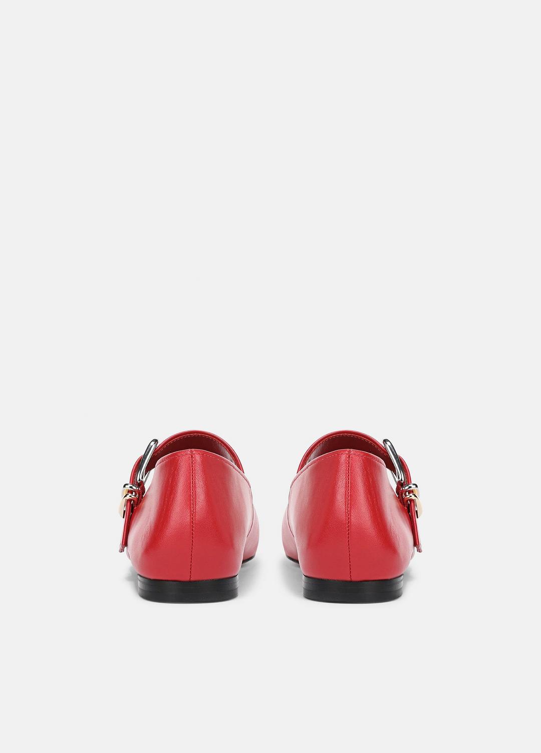 Daniela Leather Mary Jane Flat in Loafers & Flats - CRIMSON