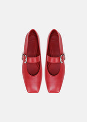 Daniela Leather Mary Jane Flat in Loafers & Flats - CRIMSON