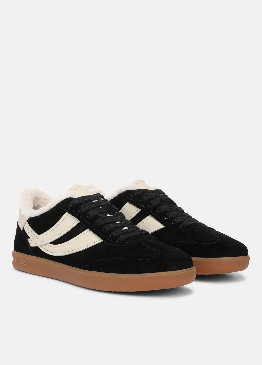 Oasis Suede & Shearling Sneaker in Sneakers - BLACK