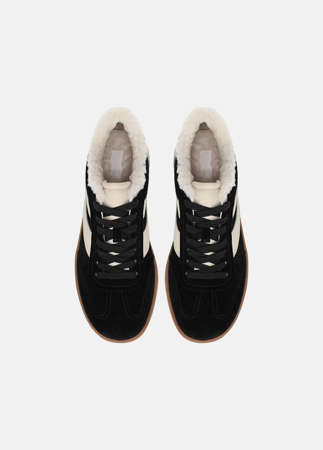 Oasis Suede & Shearling Sneaker in Sneakers - BLACK