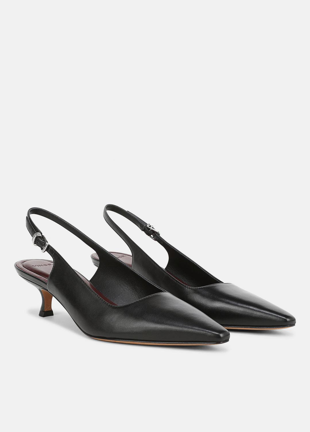 Sabra Leather Slingback Heel in Heels - BLACK
