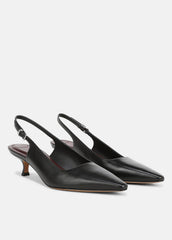 Sabra Leather Slingback Heel in Heels - BLACK