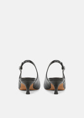 Sabra Leather Slingback Heel in Heels - BLACK