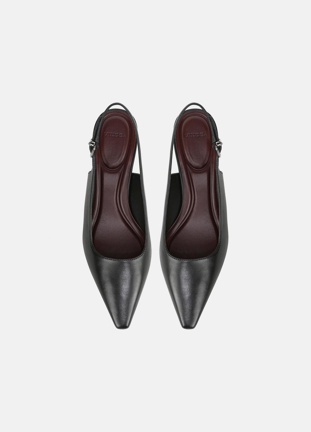Sabra Leather Slingback Heel in Heels - BLACK