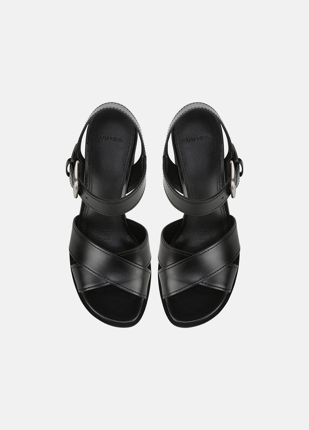 Salma Leather Heeled Sandal in Heels - BLACK