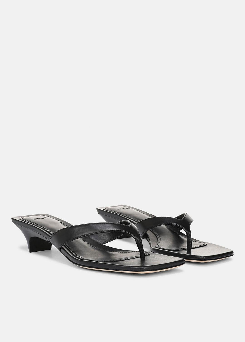 San Juan Leather Heeled Thong Sandal in Heels - BLACK
