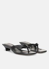San Juan Leather Heeled Thong Sandal in Heels - BLACK