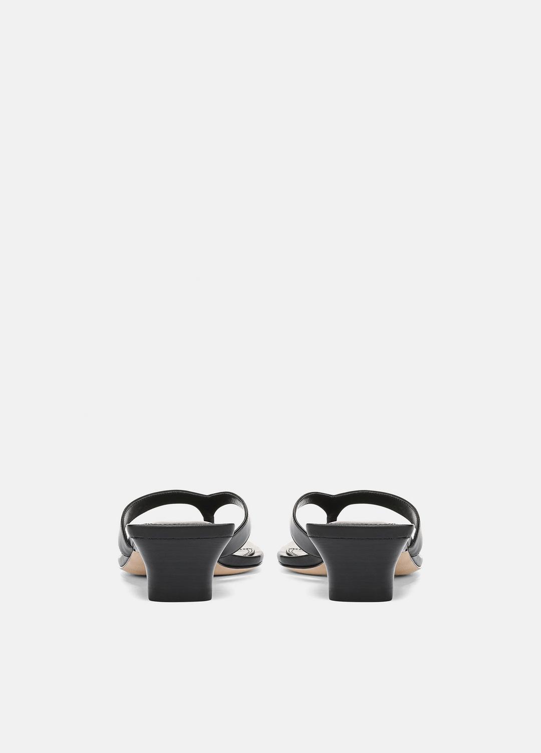 San Juan Leather Heeled Thong Sandal in Heels - BLACK