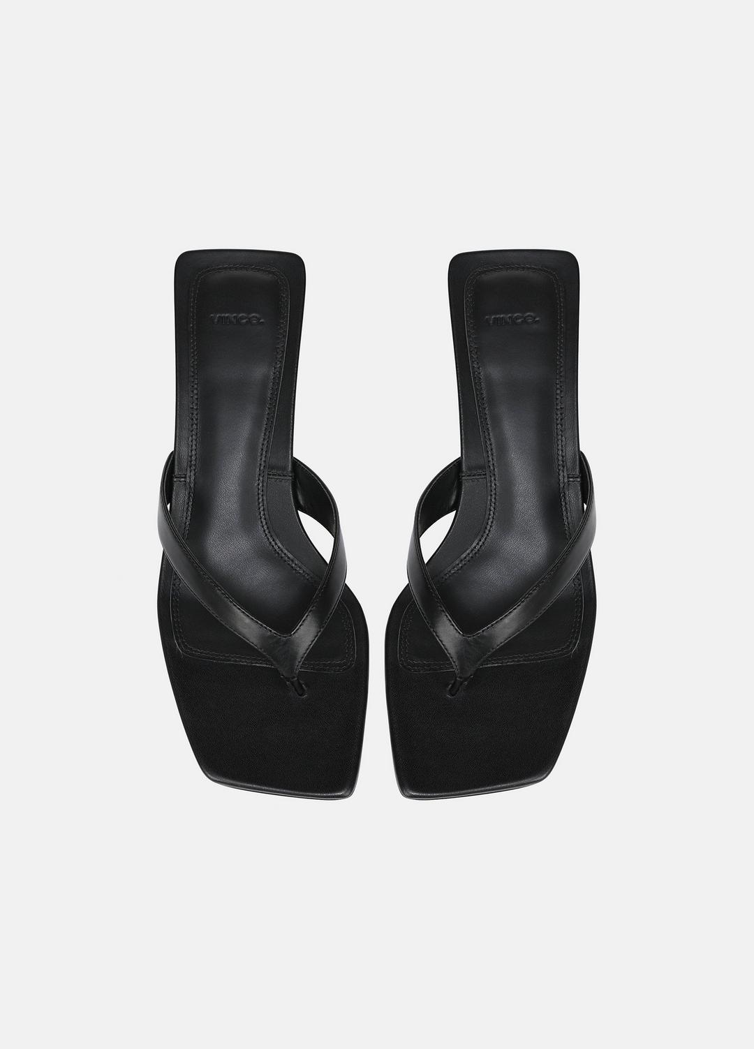 San Juan Leather Heeled Thong Sandal in Heels - BLACK