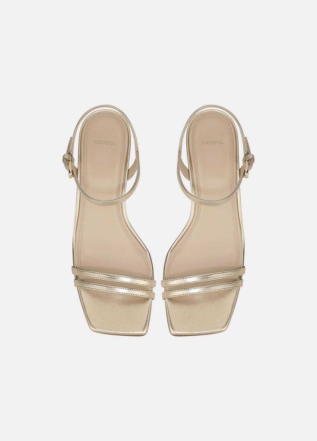 Tilda Metallic Leather Heeled Sandal in Heels - CHAMPAGNE