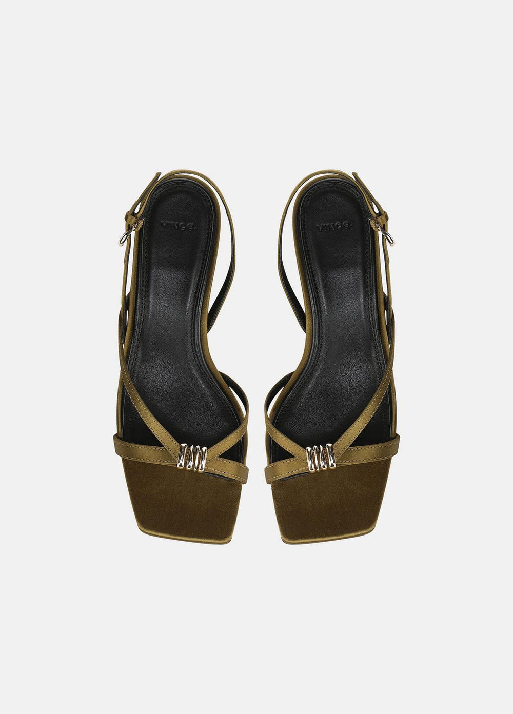 Tali Satin Slingback Sandal in Heels - OLIVE WOOD