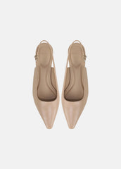 Sabra Leather Slingback Heel in Heels - WARM ALMOND