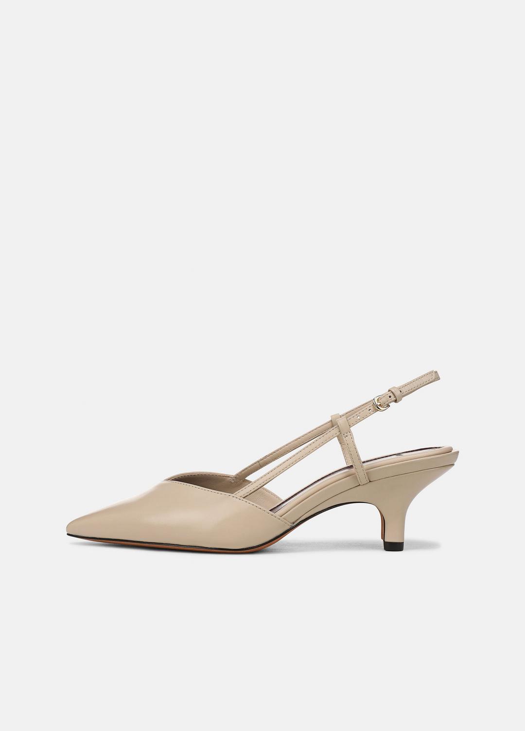 Levvy Leather Slingback Heel in Heels - BIRCH SAND