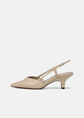 Levvy Leather Slingback Heel in Heels - BIRCH SAND