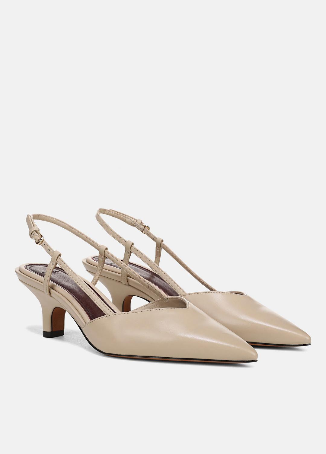 Levvy Leather Slingback Heel in Heels - BIRCH SAND
