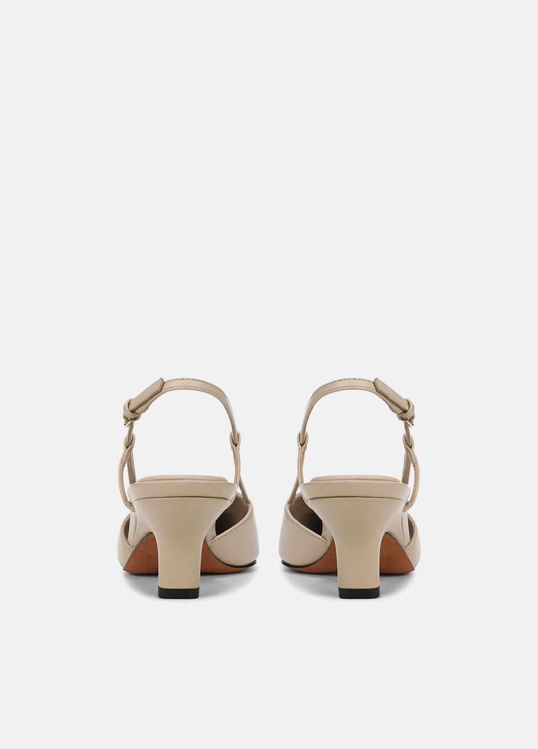 Levvy Leather Slingback Heel in Heels - BIRCH SAND