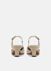 Levvy Leather Slingback Heel in Heels - BIRCH SAND