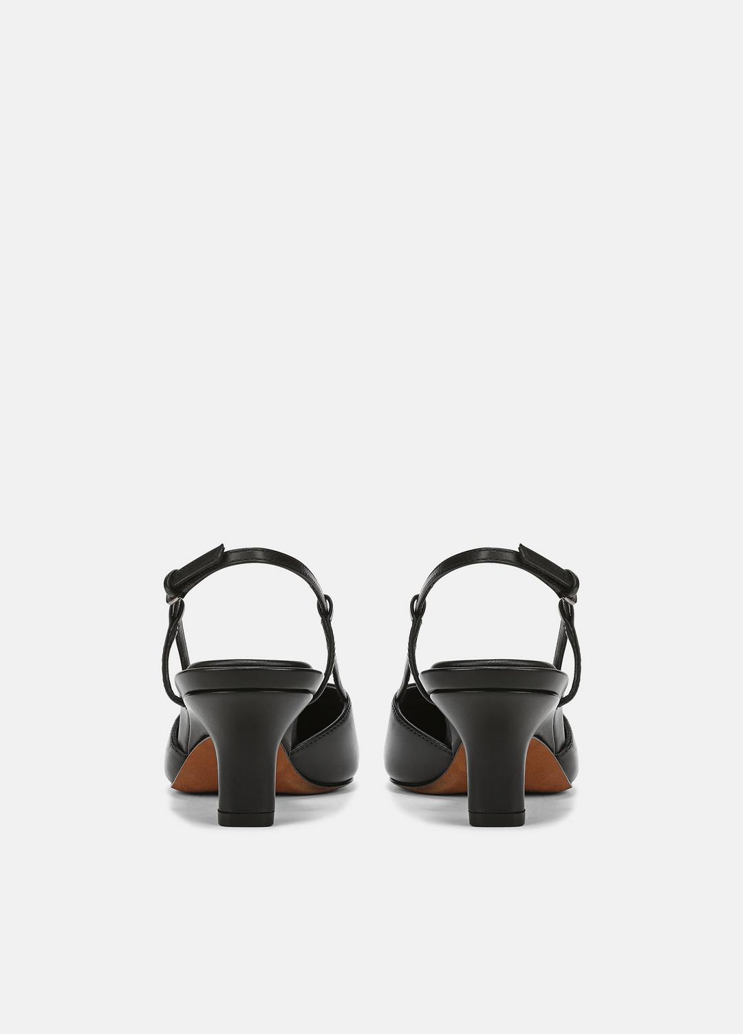 Levvy Leather Slingback Heel in Heels - BLACK