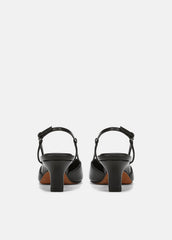 Levvy Leather Slingback Heel in Heels - BLACK