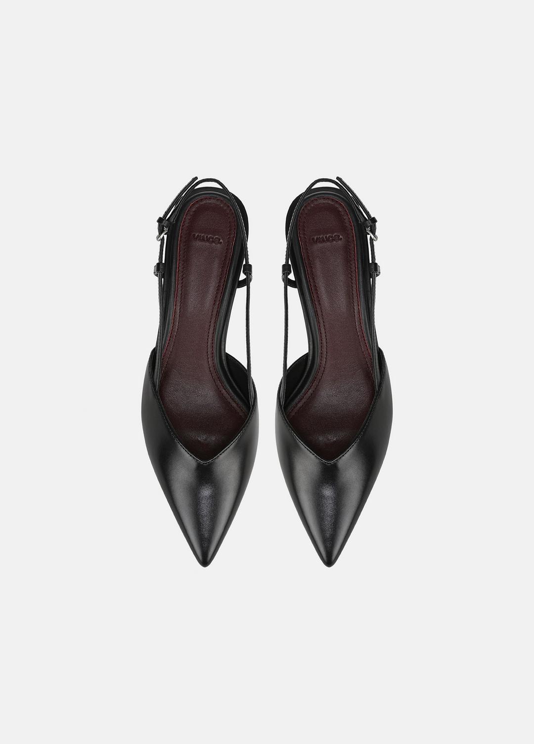 Levvy Leather Slingback Heel in Heels - BLACK