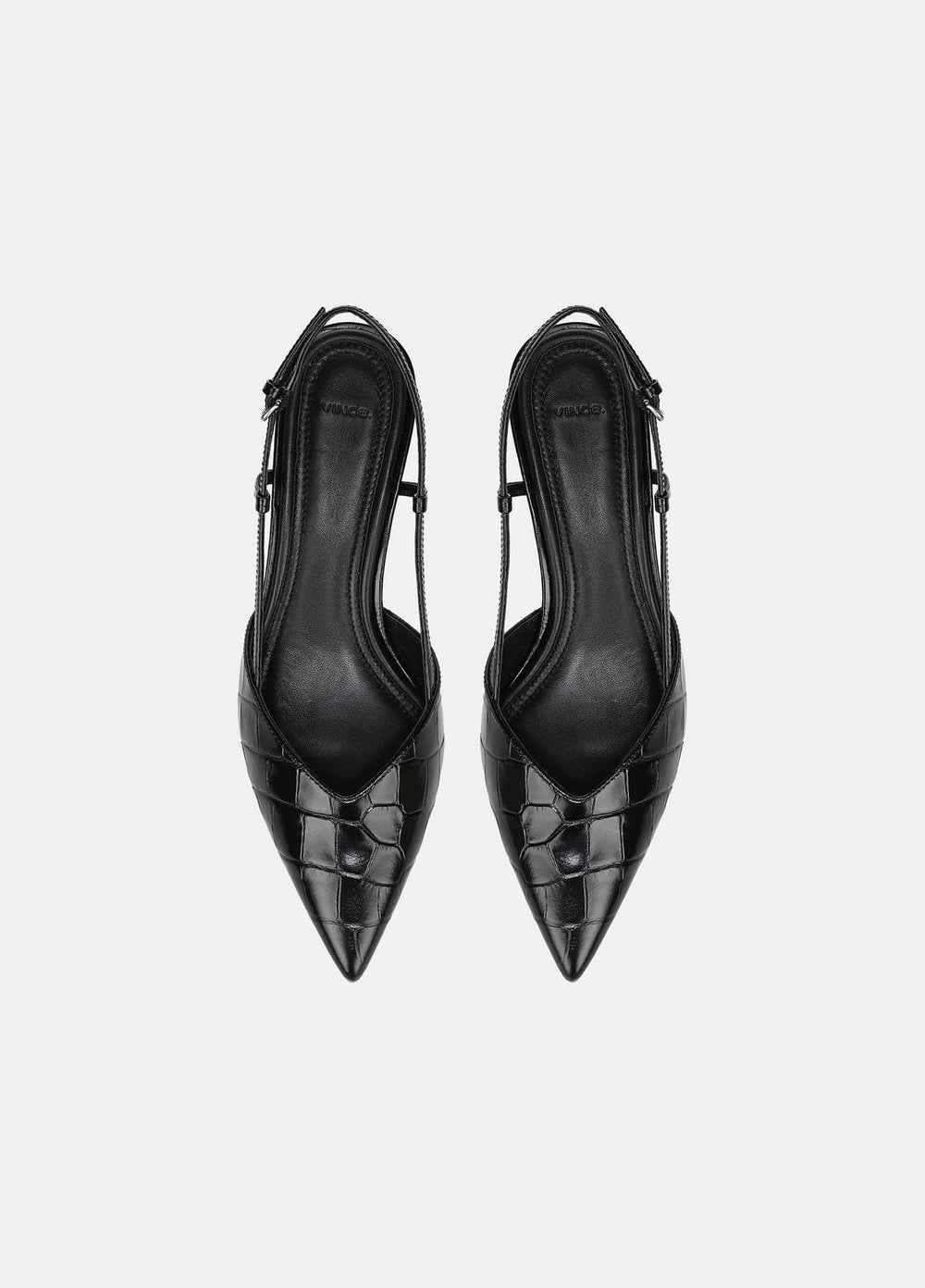 Levvy Croc-Embossed Leather Slingback Heel in Heels - BLACK