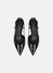 Levvy Croc-Embossed Leather Slingback Heel in Heels - BLACK