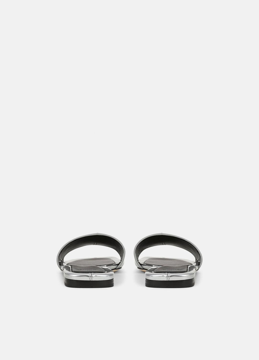 Valeria Metallic Leather Slide Sandal in Sandals - SILVER