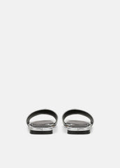 Valeria Metallic Leather Slide Sandal in Sandals - SILVER