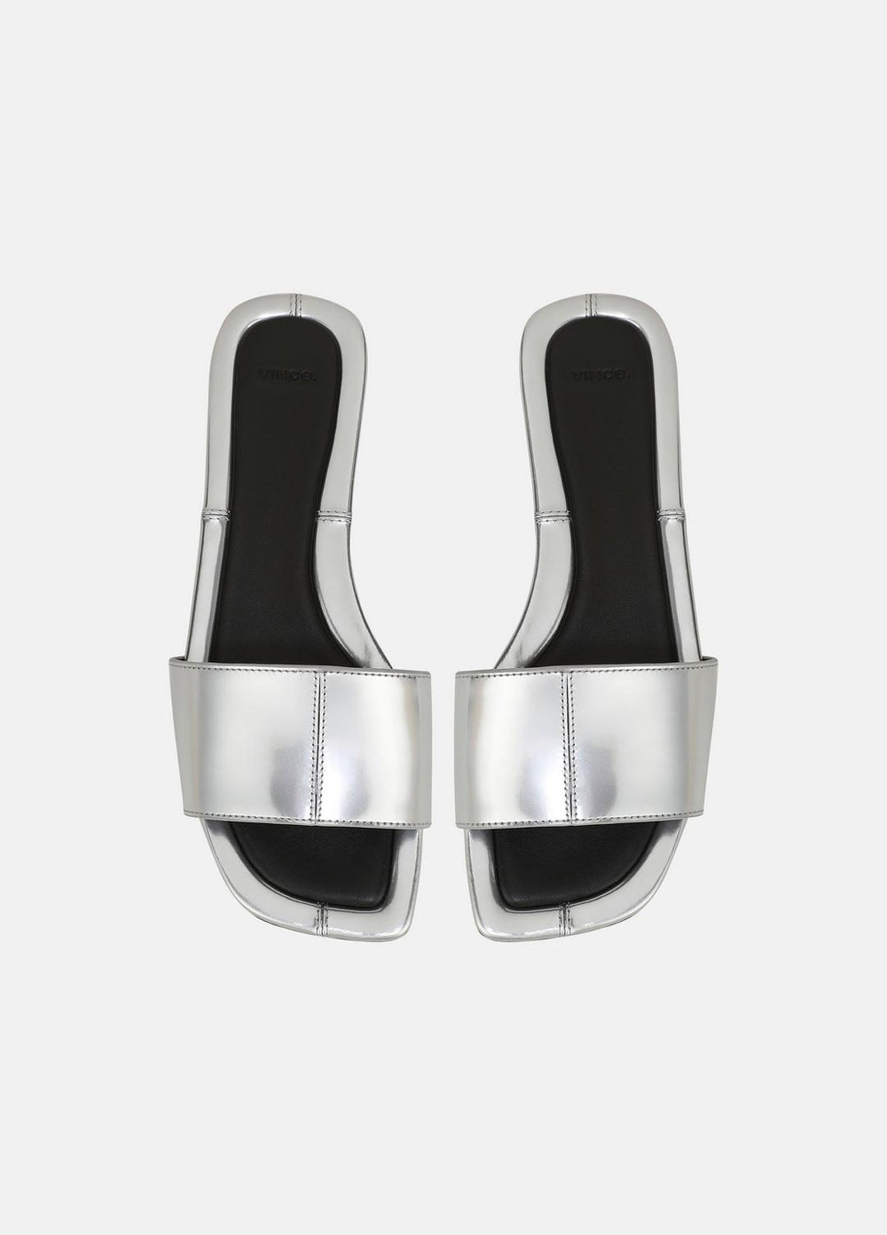 Valeria Metallic Leather Slide Sandal in Sandals - SILVER