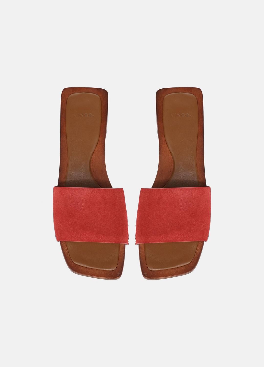 Barbara Leather Slide Sandal in Sandals - POPPY RED
