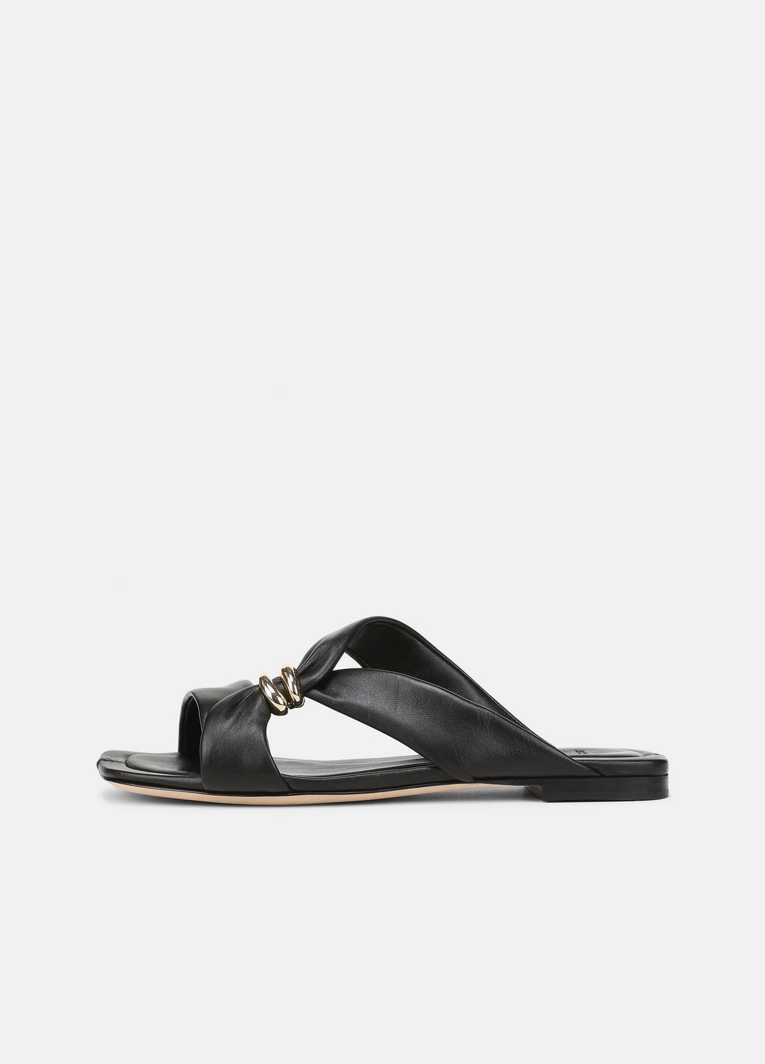 Vilma Leather Slide Sandal in Sandals - BLACK