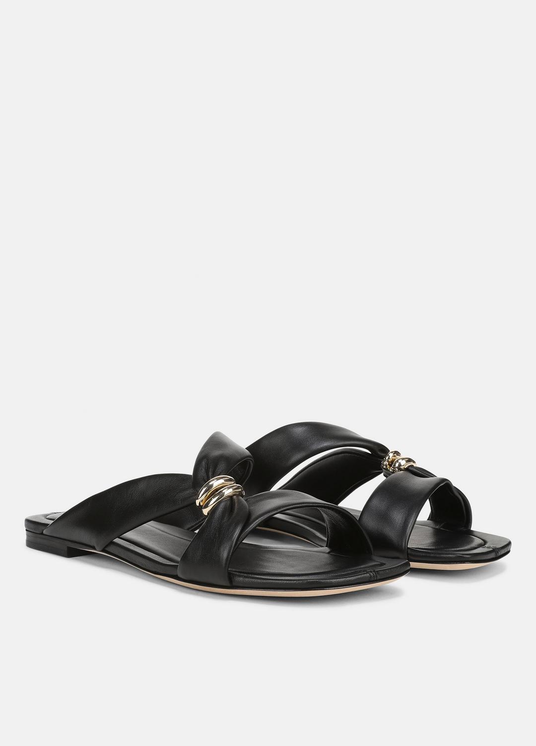 Vilma Leather Slide Sandal in Sandals - BLACK